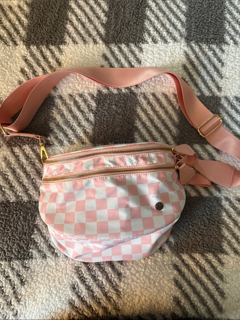 Pink Checkered Crossbody Bum Bag 🩷